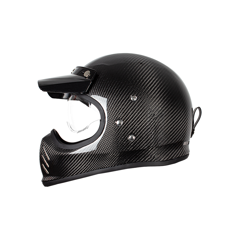 Casco da motociclista retrò in fibra di carbonio a figura intera