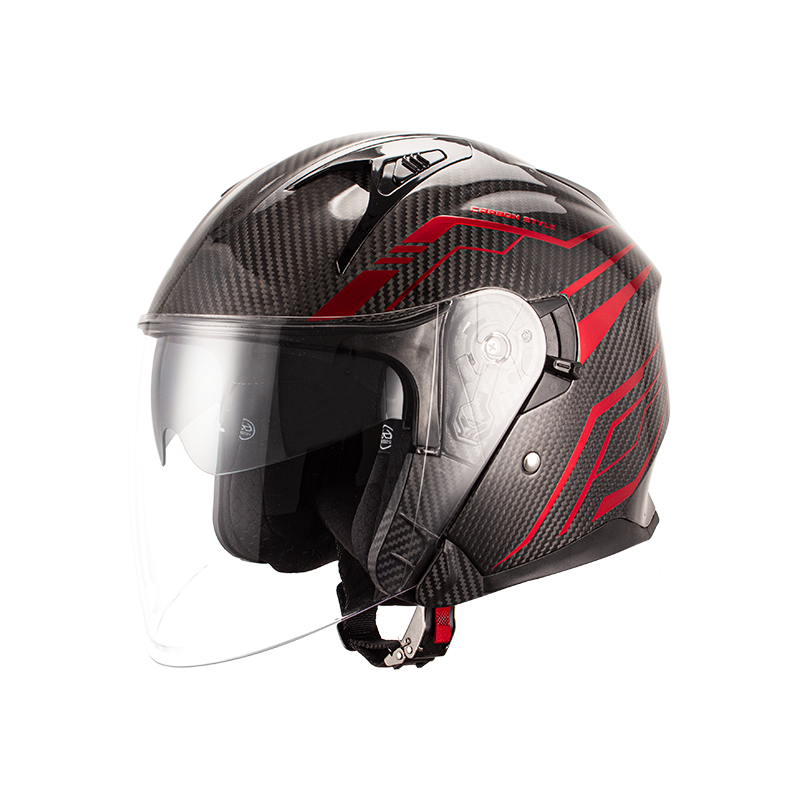 Casco da moto a faccia aperta in fibra di carbonio 