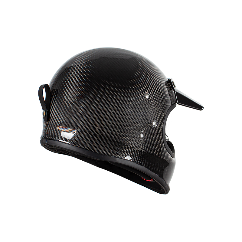 Casco da motociclista retrò in fibra di carbonio a figura intera