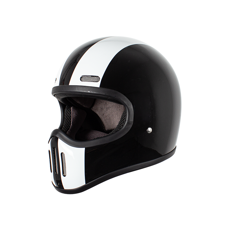 Casco da motociclista retrò in carbonio integrale 