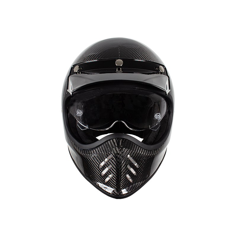 Casco da motociclista retrò in fibra di carbonio a figura intera