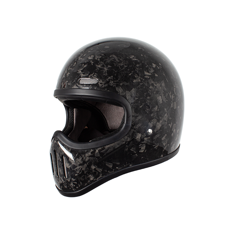 Casco da motociclista retrò in carbonio integrale 