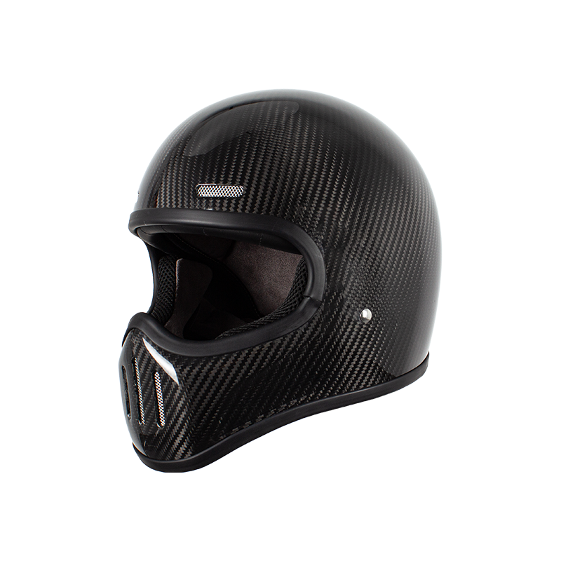 Casco da motociclista retrò in carbonio integrale 