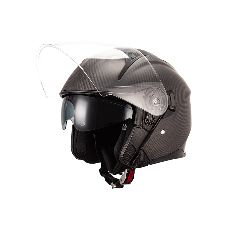 Casco da moto a faccia aperta in fibra di carbonio 