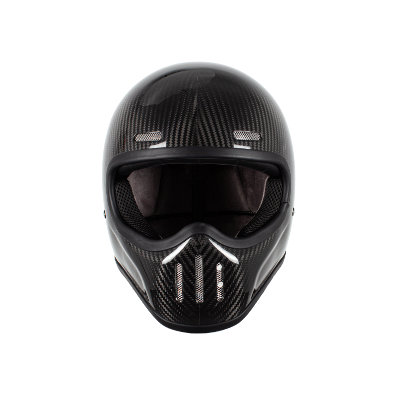 Casco da motociclista retrò in carbonio integrale 
