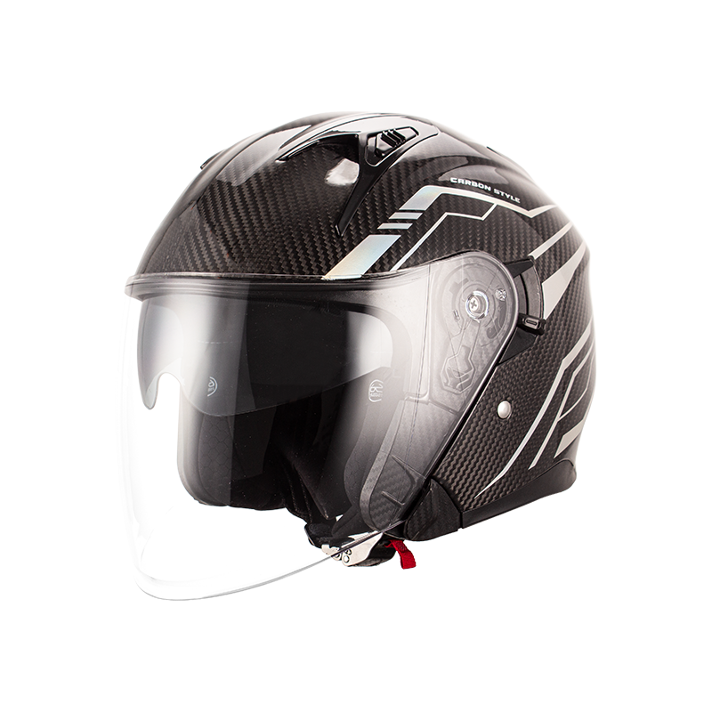 Casco da moto a faccia aperta in fibra di carbonio 